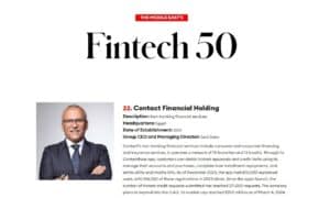 Contact Financial Holding Recognized as a top FinTech firm in the Middle East
