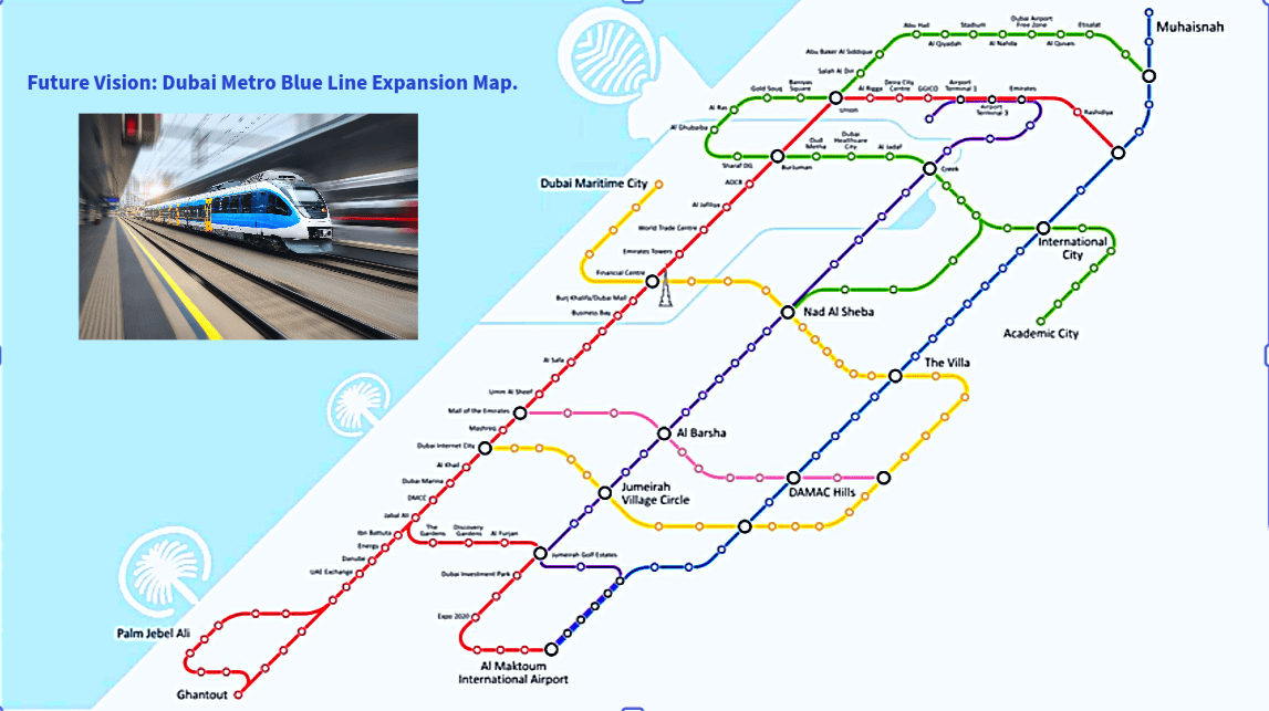Dubai metro blue line route stations and timetable arab mls